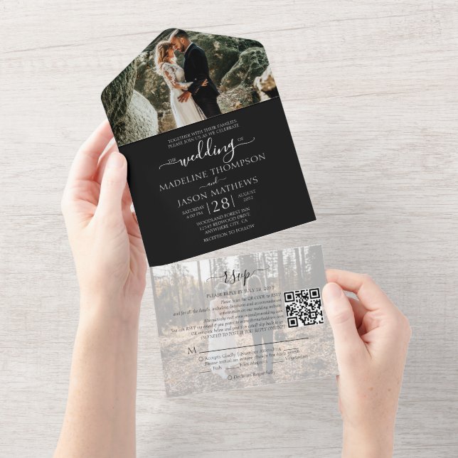 Casamento RSVP de Código QR de Foto Branco Branco  (Tearaway)