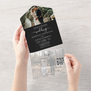 Casamento RSVP de Código QR de Foto Branco Branco 