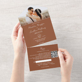 Casamento Rsvp de Código QR de Foto do Terracotta