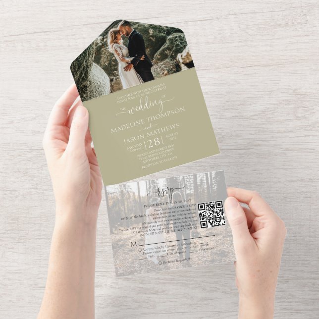 Casamento RSVP de Código QR de Foto Verde 2 de Sag (Tearaway)