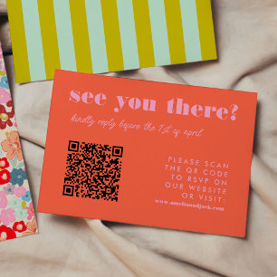 Casamento RSVP de Código QR Vermelho e Rosa Brilha