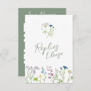 Casamento RSVP de Cores d'água de flor silvestre v