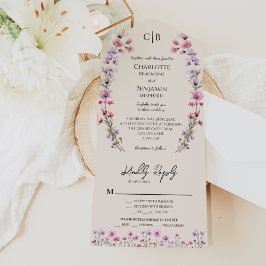 Casamento RSVP de Escolha de Beige de Flor Selvage