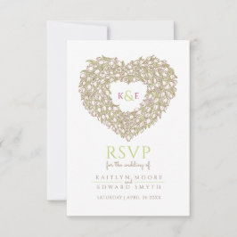 Casamento RSVP de flor de tulipa de creme monogram