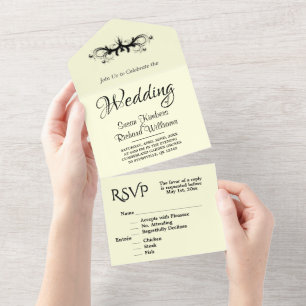 Casamento Rsvp De Forragem Tripla Amarela E Preta