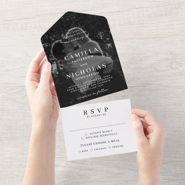 Casamento RSVP de Fotografia Clássica Moderna Eleg (Aba destacável)