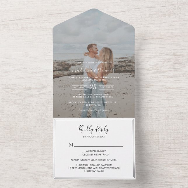 Casamento RSVP de Fotografia com Script Branco e P (Interno)