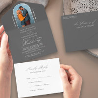 Casamento RSVP de Fotografia da Cinza de Calligraf