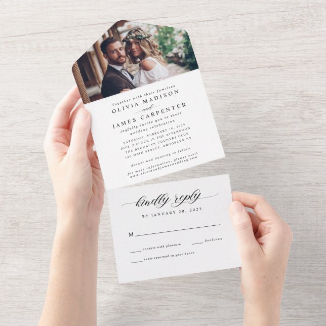 Casamento RSVP de Fotografia de Na moda Elegante M (Aba destacável)