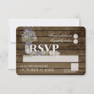 Casamento RSVP de Lavanda Rústica e Respiração do