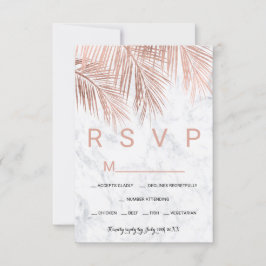 Casamento RSVP de mármore de palmeira rosa