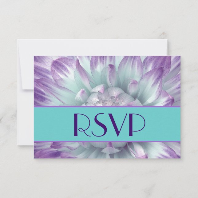 Casamento RSVP de Pétalas de Dália Roxa e Azul (Frente)