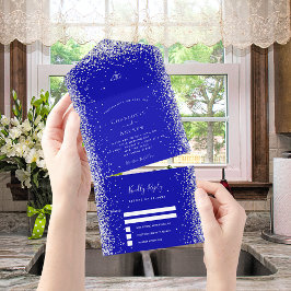 Casamento rsvp de prata branca azul
