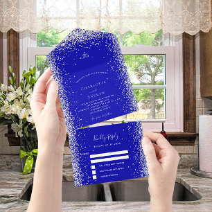 Casamento rsvp de prata branca azul