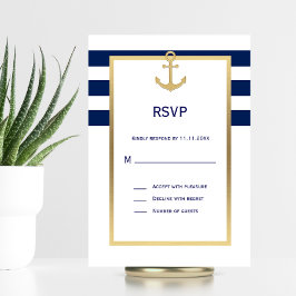 Casamento RSVP de Stripes Brancas Azuis do Marinho