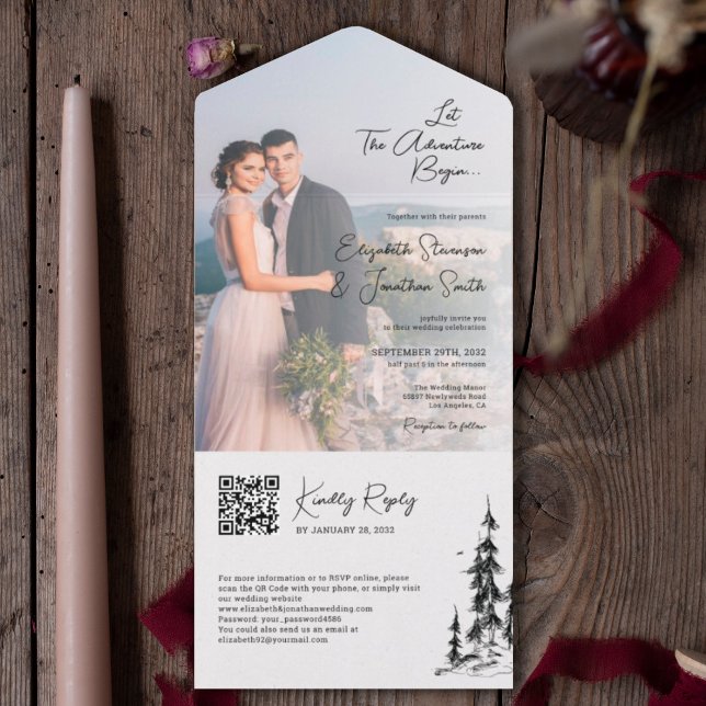 Casamento RSVP do Código QR da Floresta moderna da (Criador carregado)