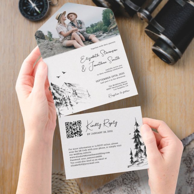Casamento RSVP do Código QR da Floresta moderna da (Criador carregado)