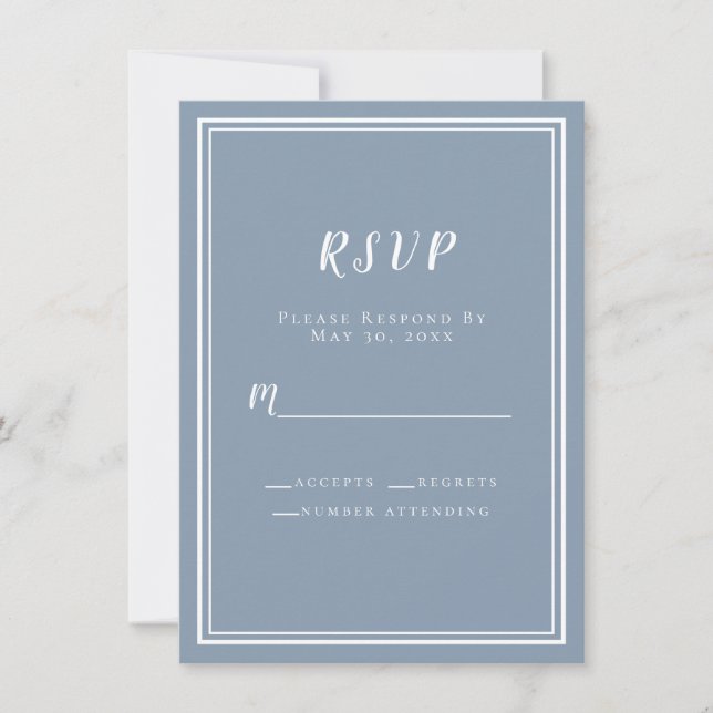 Casamento RSVP Dusty Blue Simple Minimalista (Frente)