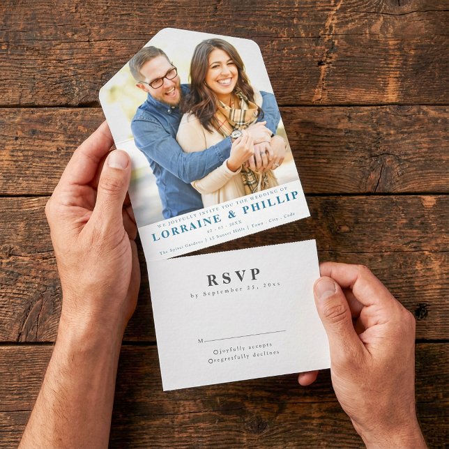 Casamento RSVP Elegante de Foto Romântica (Romantic Photo Elegant RSVP Wedding All In One Invitation.)