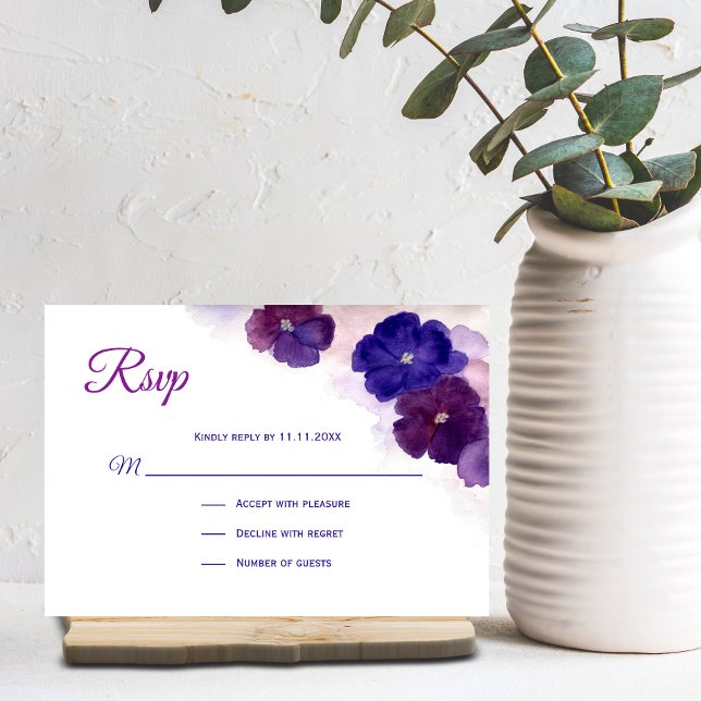 Casamento RSVP Floral de Cor Azul Roxo (Criador carregado)