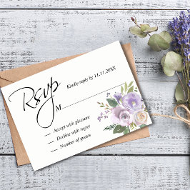 Casamento RSVP Floral de Lavanda Roxo