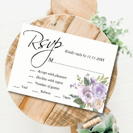 Casamento RSVP Floral de Lavanda Roxo