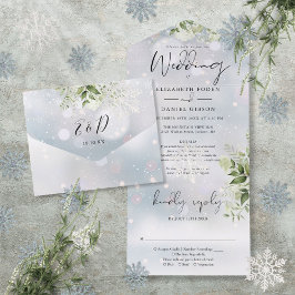 Casamento RSVP Floral Detalhes Neve de Inverno