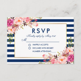 Casamento RSVP Floral Watercolor Cor Azul