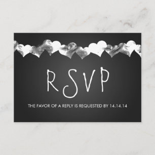 Casamento RSVP Grunge Hearts Black