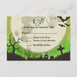 Casamento RSVP Halloween - verde com lua de cheio