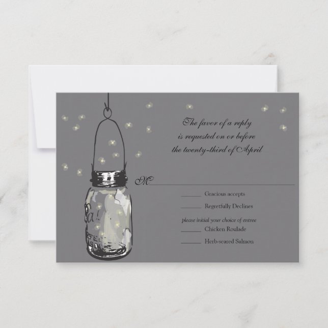 Casamento RSVP Mason Jar & Fireflies (Frente)