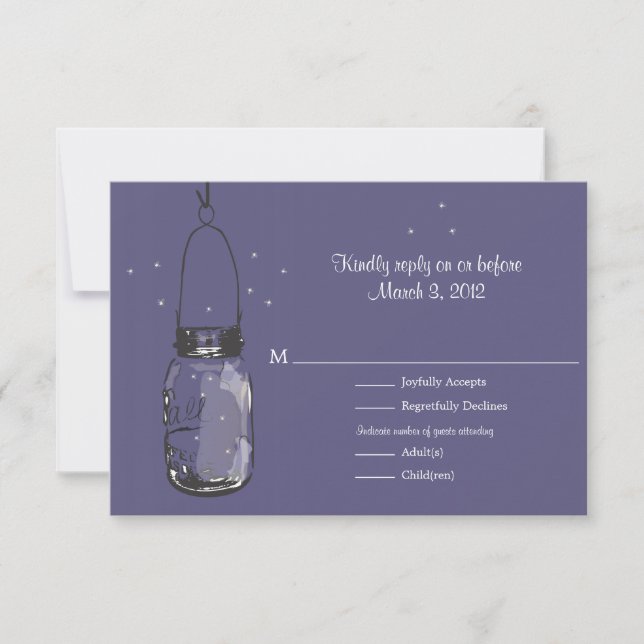 Casamento RSVP Mason Jar & Fireflies (Frente)