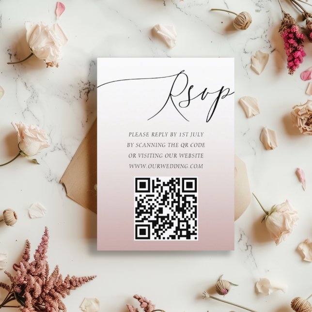 Casamento RSVP Moderno Código QR Rosa Dourado Simp (Criador carregado)