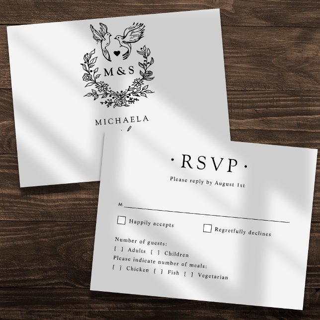 Casamento RSVP Moderno Minimalista Pombas Elegante (Criador carregado)