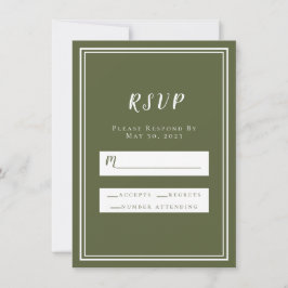 Casamento RSVP Olive Green Simple Chic Minimalista
