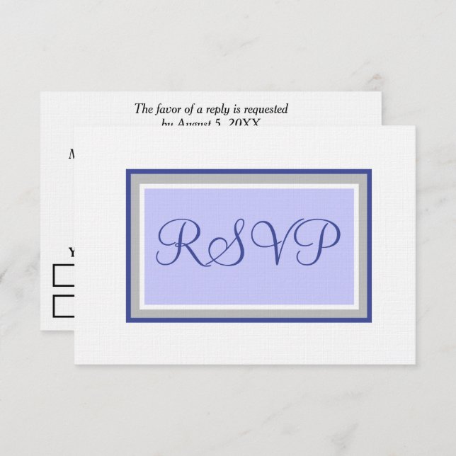 Casamento RSVP Periwinkle e Silver (Frente/Verso)