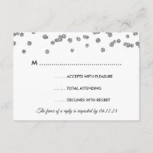 Casamento RSVP Silver Faux Glitter Confetti Black