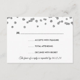 Casamento RSVP Silver Faux Glitter Confetti Black