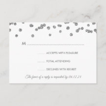 Casamento RSVP Silver Faux Glitter Confetti Blush