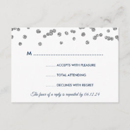 Casamento RSVP Silver Faux Glitter Confetti Marinh