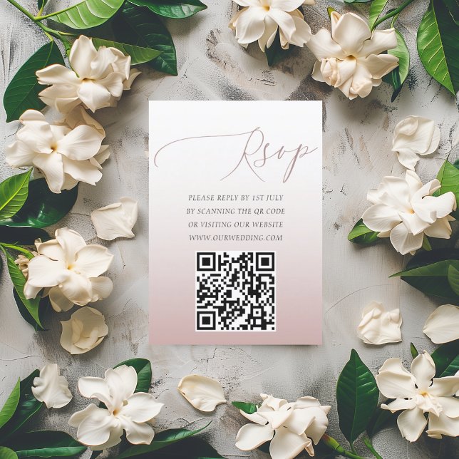 Casamento RSVP Simples de Código QR Rosa Dourado E (Criador carregado)