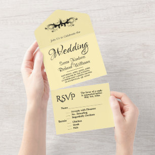 Casamento Rsvp Simples De Leitelho E Tripla Preta
