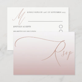 Casamento RSVP Simples Elegante em Dourado Rosa