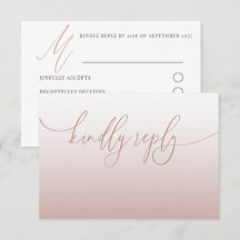 Casamento RSVP Simples Elegante em Dourado Rosa