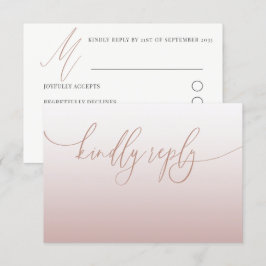 Casamento RSVP Simples Elegante em Dourado Rosa