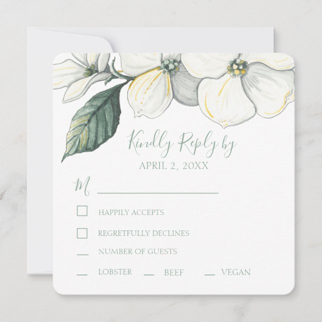 Casamento RSVP Watercolor Dogwood Blooms (Frente)