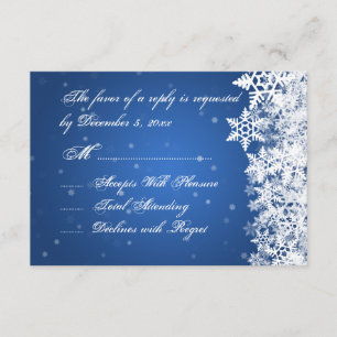 Casamento RSVP Winter Snowflakes Blue Sapphire