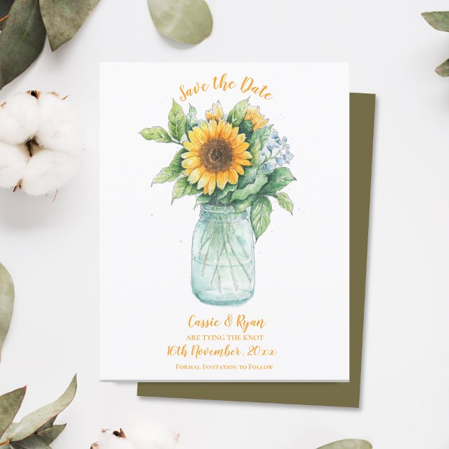 Casamento Russo de Girassol Salve a Data (Sunflower Rustic Country Wedding Save the Date)