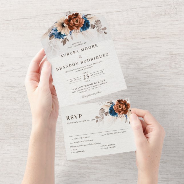 Casamento Russo de Grass Marinho Terracotta Blue P (Aba destacável)