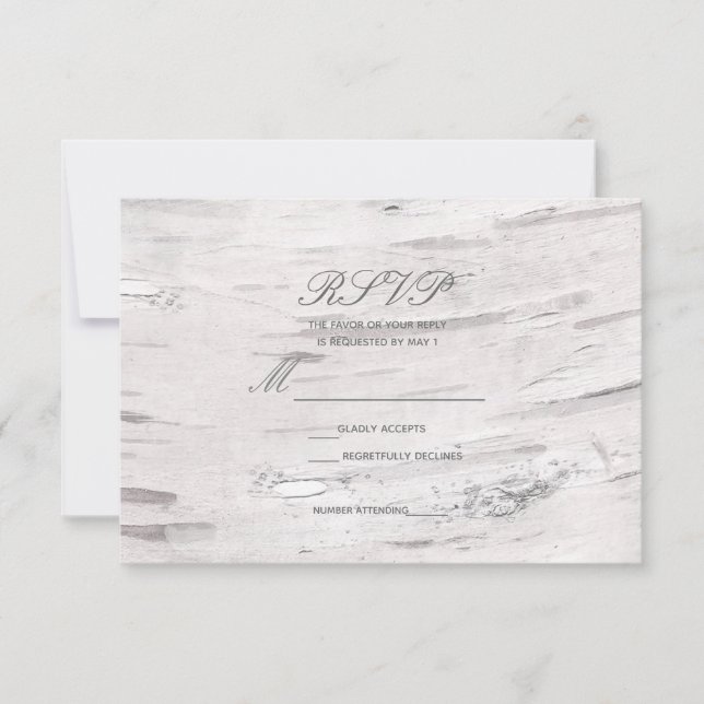 Casamento Russo de Madeira Branca RSVP (Frente)